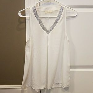 White Dress Tank Top Sequin Detail